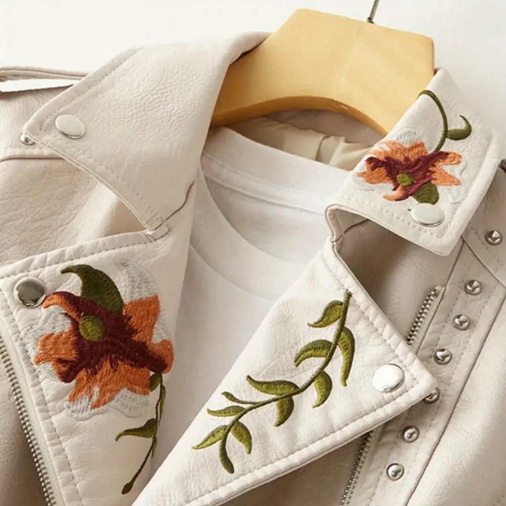 Floral Embroidered Cream Jacket - Picture 6 of 9